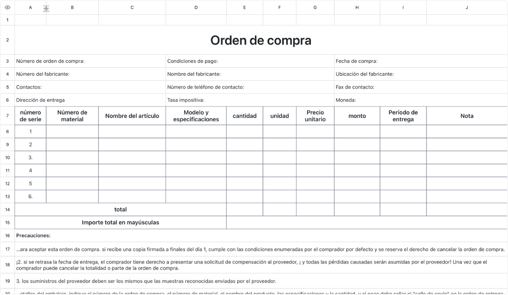 Orden de compra 1